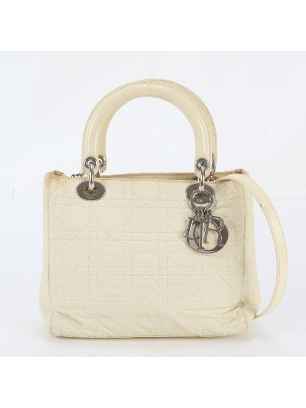 Dior Lady Leather Nylon 2-Way Shoulder Bag Crossbody